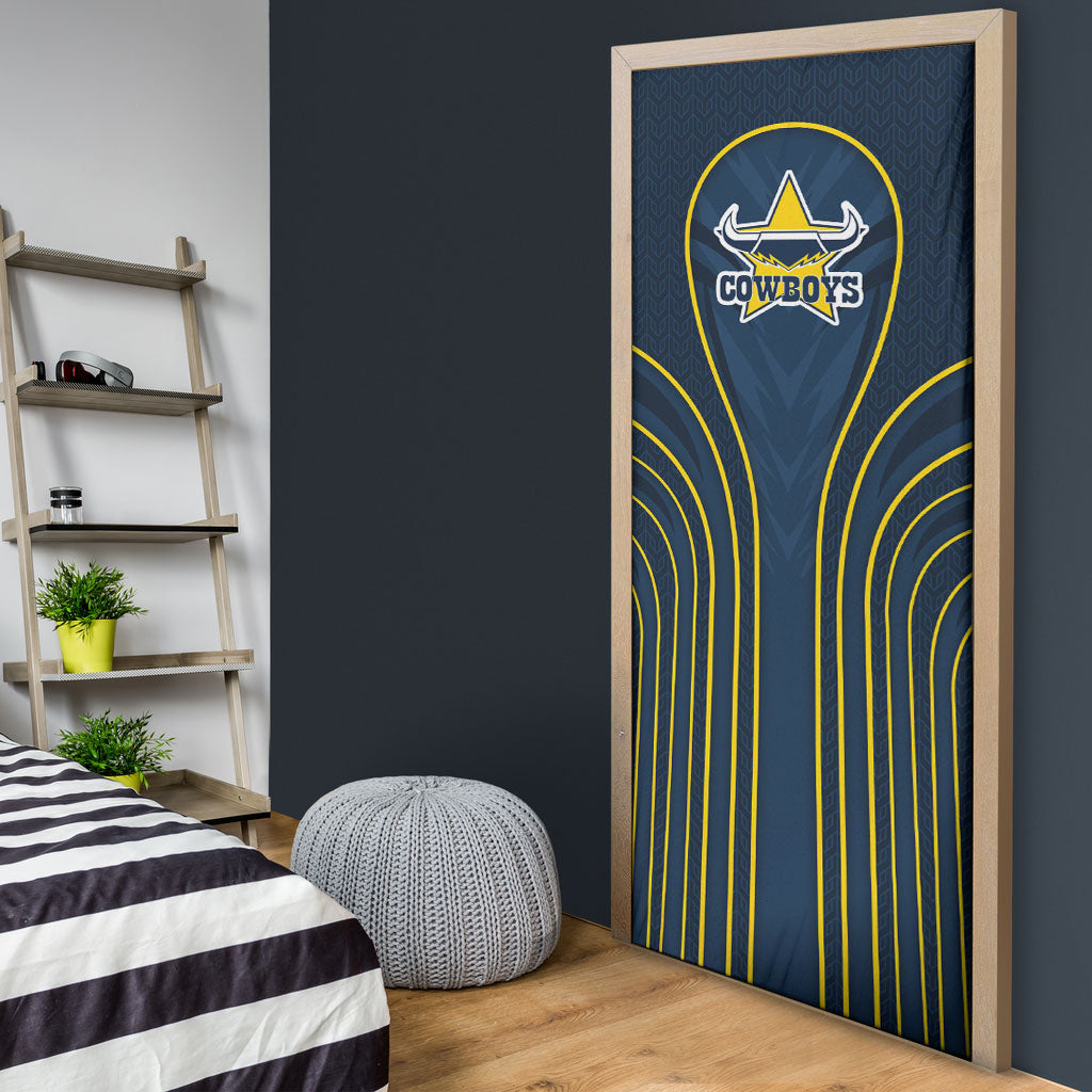 North Queensland Cowboys Rugby Mascot Door Cover Australian Rugby Culture - Tribal Inspired Wolf