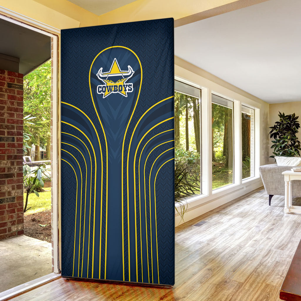 North Queensland Cowboys Rugby Mascot Door Cover Australian Rugby Culture - Tribal Inspired Wolf