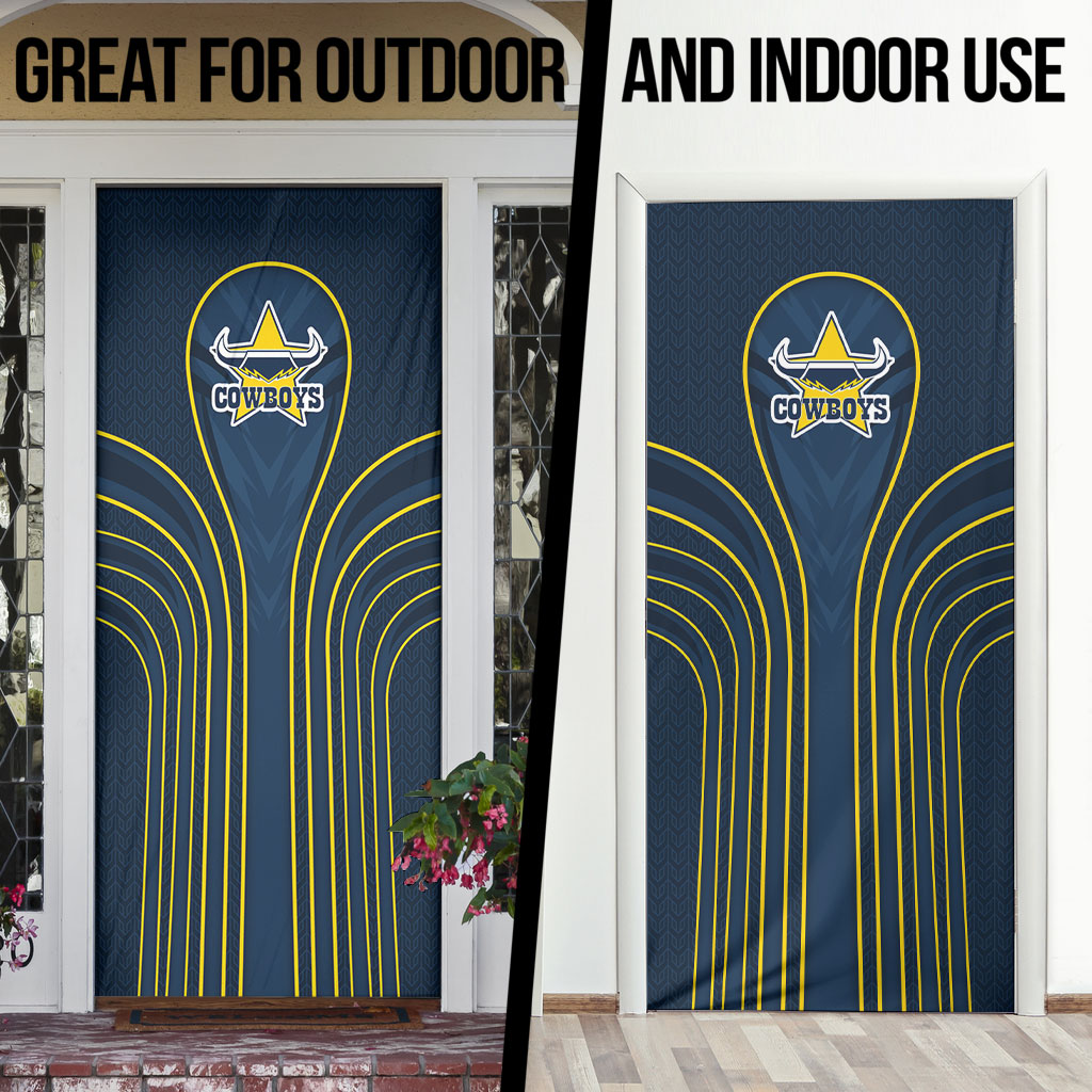 North Queensland Cowboys Rugby Mascot Door Cover Australian Rugby Culture - Tribal Inspired Wolf