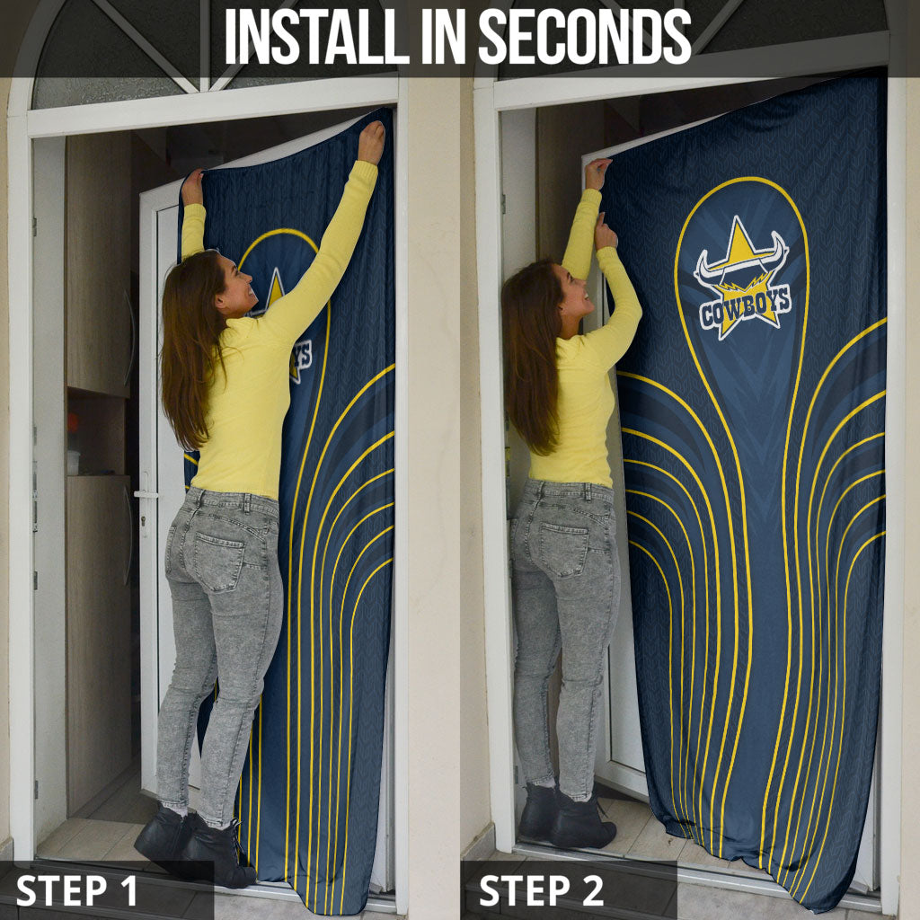 North Queensland Cowboys Rugby Mascot Door Cover Australian Rugby Culture - Tribal Inspired Wolf