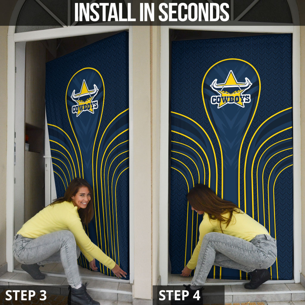 North Queensland Cowboys Rugby Mascot Door Cover Australian Rugby Culture - Tribal Inspired Wolf