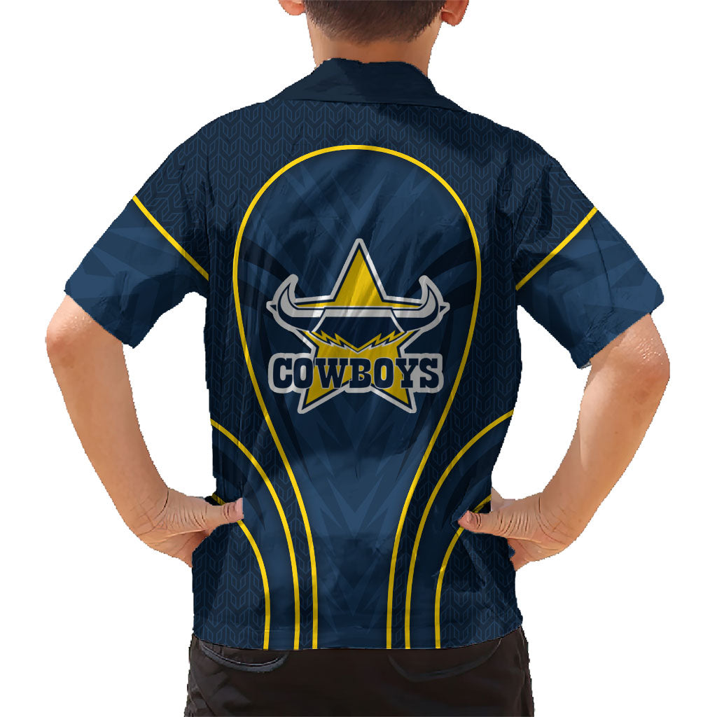 North Queensland Cowboys Rugby Mascot Family Matching Long Sleeve Bodycon Dress and Hawaiian Shirt Australian Rugby Culture - Tribal Inspired Wolf