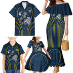 North Queensland Cowboys Rugby Mascot Family Matching Mermaid Dress and Hawaiian Shirt Australian Rugby Culture - Tribal Inspired Wolf