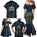 North Queensland Cowboys Rugby Mascot Family Matching Mermaid Dress and Hawaiian Shirt Australian Rugby Culture - Tribal Inspired Wolf