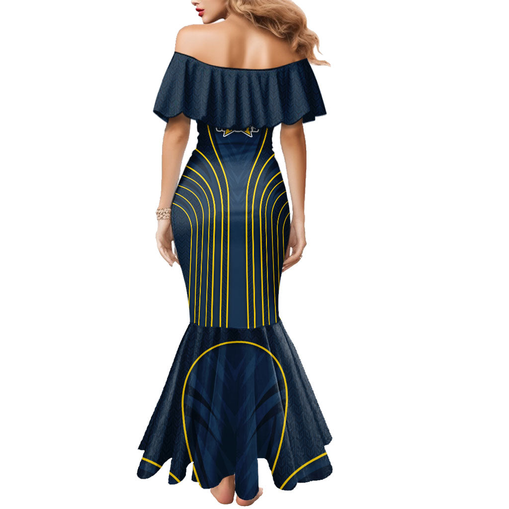 North Queensland Cowboys Rugby Mascot Family Matching Mermaid Dress and Hawaiian Shirt Australian Rugby Culture - Tribal Inspired Wolf