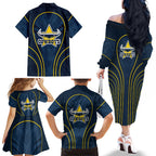North Queensland Cowboys Rugby Mascot Family Matching Off The Shoulder Long Sleeve Dress and Hawaiian Shirt Australian Rugby Culture - Tribal Inspired Wolf
