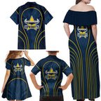 North Queensland Cowboys Rugby Mascot Family Matching Off Shoulder Maxi Dress and Hawaiian Shirt Australian Rugby Culture - Tribal Inspired Wolf