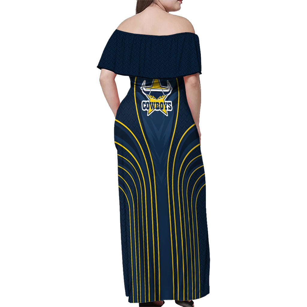 North Queensland Cowboys Rugby Mascot Family Matching Off Shoulder Maxi Dress and Hawaiian Shirt Australian Rugby Culture - Tribal Inspired Wolf