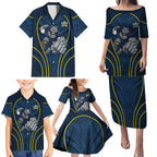 North Queensland Cowboys Rugby Mascot Family Matching Puletasi and Hawaiian Shirt Australian Rugby Culture - Tribal Inspired Wolf