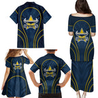 North Queensland Cowboys Rugby Mascot Family Matching Puletasi and Hawaiian Shirt Australian Rugby Culture - Tribal Inspired Wolf