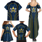 North Queensland Cowboys Rugby Mascot Family Matching Summer Maxi Dress and Hawaiian Shirt Australian Rugby Culture - Tribal Inspired Wolf