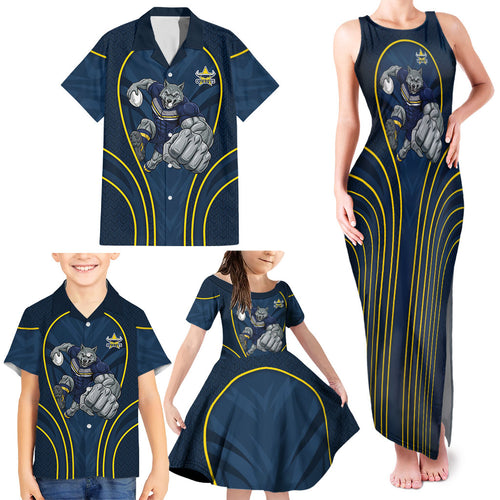 North Queensland Cowboys Rugby Mascot Family Matching Tank Maxi Dress and Hawaiian Shirt Australian Rugby Culture - Tribal Inspired Wolf