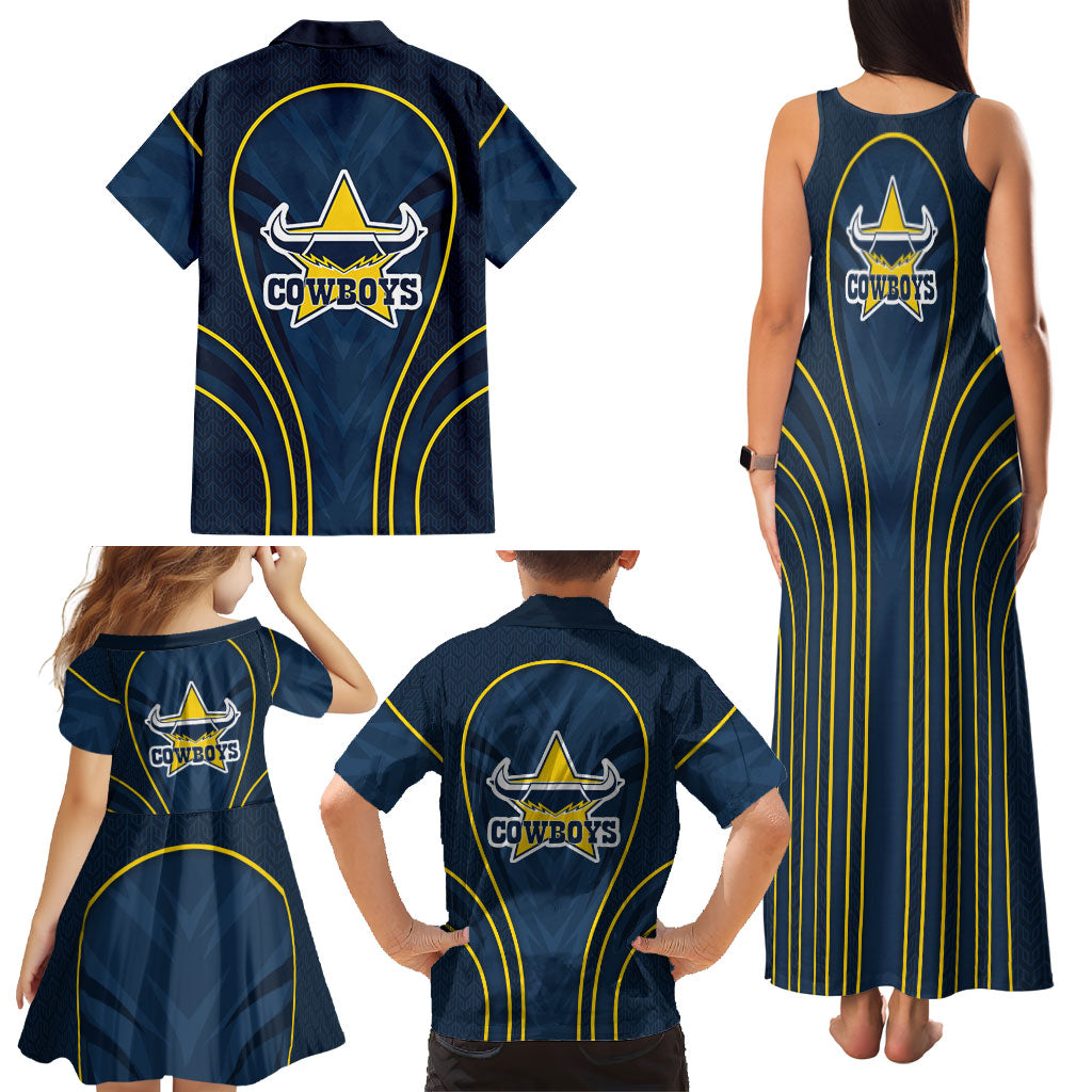 North Queensland Cowboys Rugby Mascot Family Matching Tank Maxi Dress and Hawaiian Shirt Australian Rugby Culture - Tribal Inspired Wolf