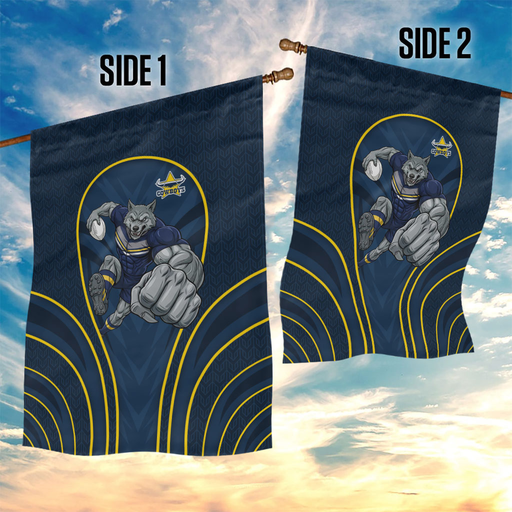 North Queensland Cowboys Rugby Mascot Garden Flag Australian Rugby Culture - Tribal Inspired Wolf