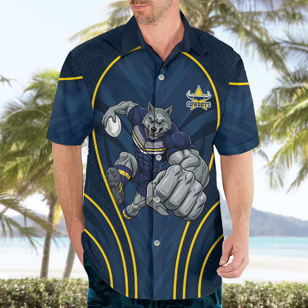 North Queensland Cowboys Rugby Mascot Hawaiian Shirt Australian Rugby Culture - Tribal Inspired Wolf