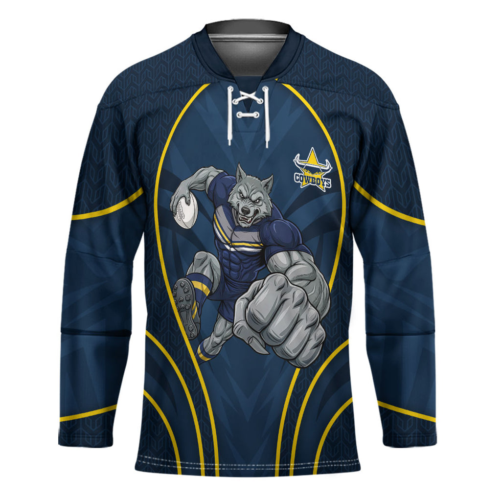 North Queensland Cowboys Rugby Mascot Hockey Jersey Australian Rugby Culture - Tribal Inspired Wolf