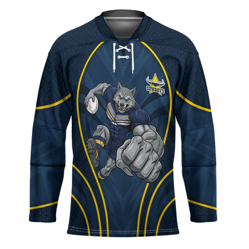 North Queensland Cowboys Rugby Mascot Hockey Jersey Australian Rugby Culture - Tribal Inspired Wolf