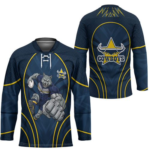 North Queensland Cowboys Rugby Mascot Hockey Jersey Australian Rugby Culture - Tribal Inspired Wolf