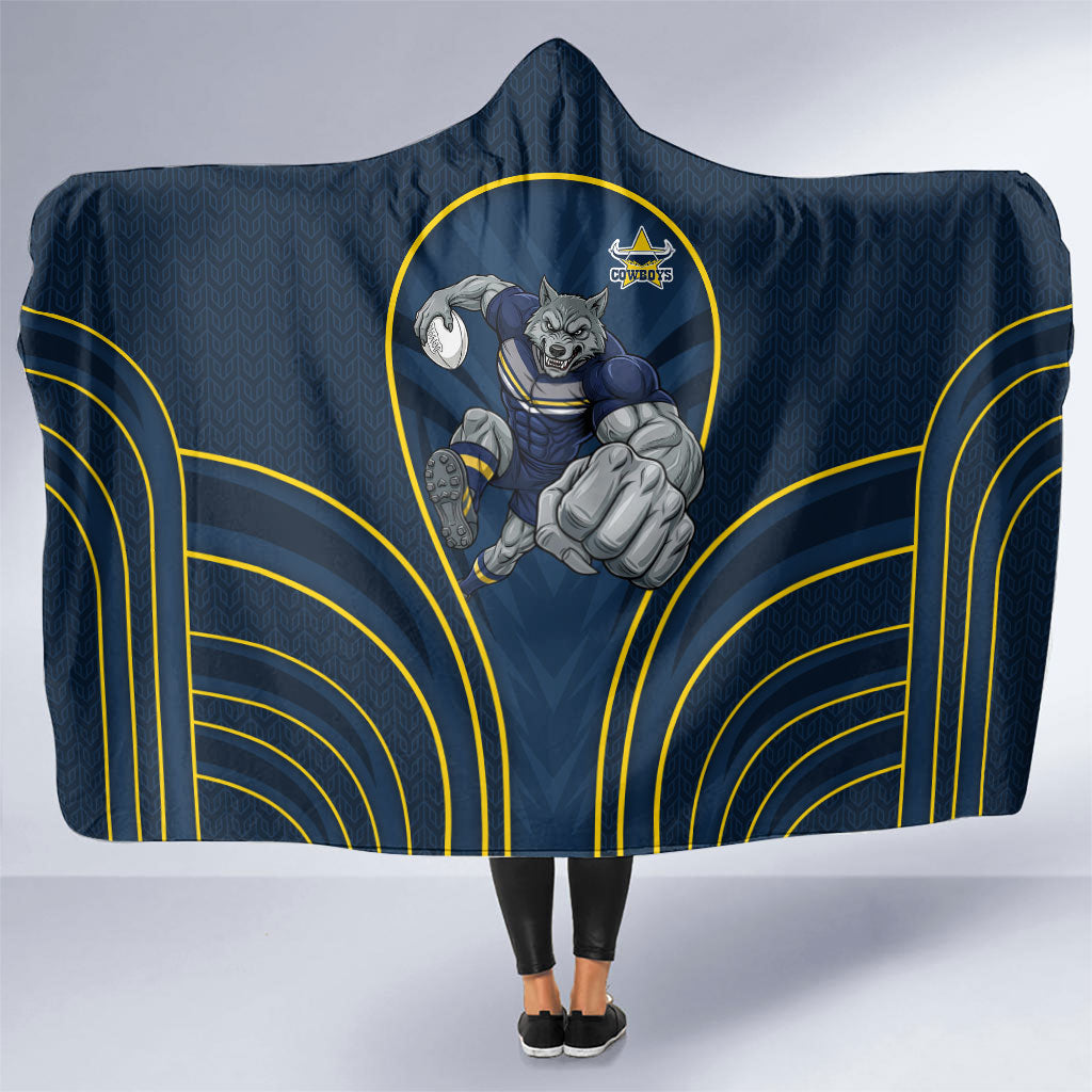 North Queensland Cowboys Rugby Mascot Hooded Blanket Australian Rugby Culture - Tribal Inspired Wolf