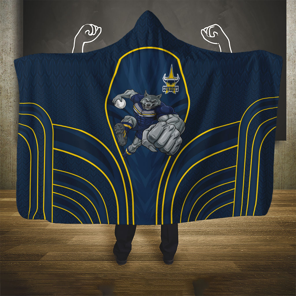 North Queensland Cowboys Rugby Mascot Hooded Blanket Australian Rugby Culture - Tribal Inspired Wolf