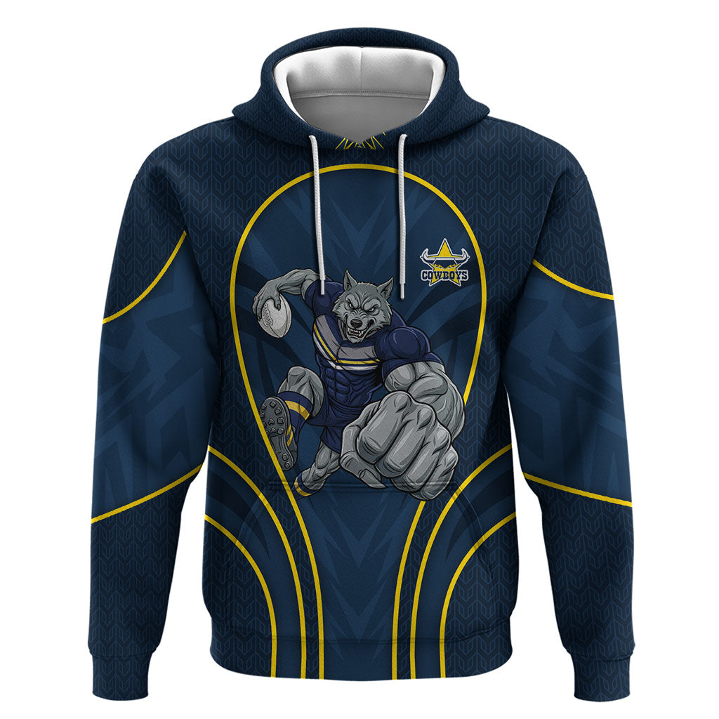 North Queensland Cowboys Rugby Mascot Hoodie Australian Rugby Culture - Tribal Inspired Wolf