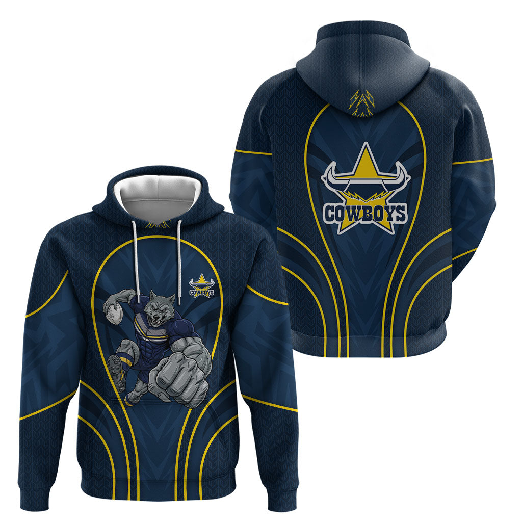 North Queensland Cowboys Rugby Mascot Hoodie Australian Rugby Culture - Tribal Inspired Wolf