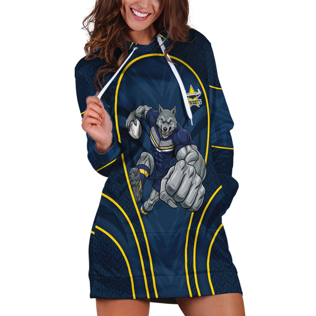 North Queensland Cowboys Rugby Mascot Hoodie Dress Australian Rugby Culture - Tribal Inspired Wolf