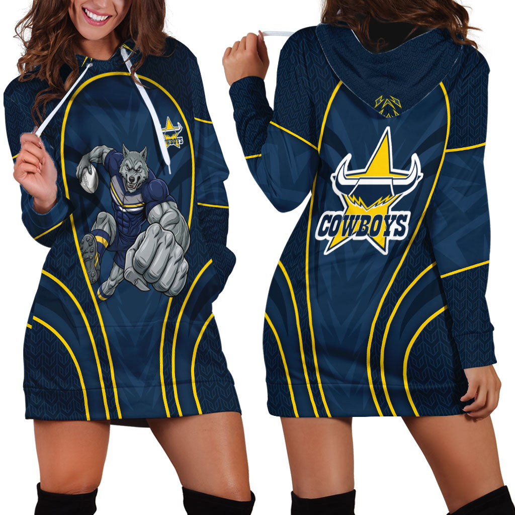 North Queensland Cowboys Rugby Mascot Hoodie Dress Australian Rugby Culture - Tribal Inspired Wolf