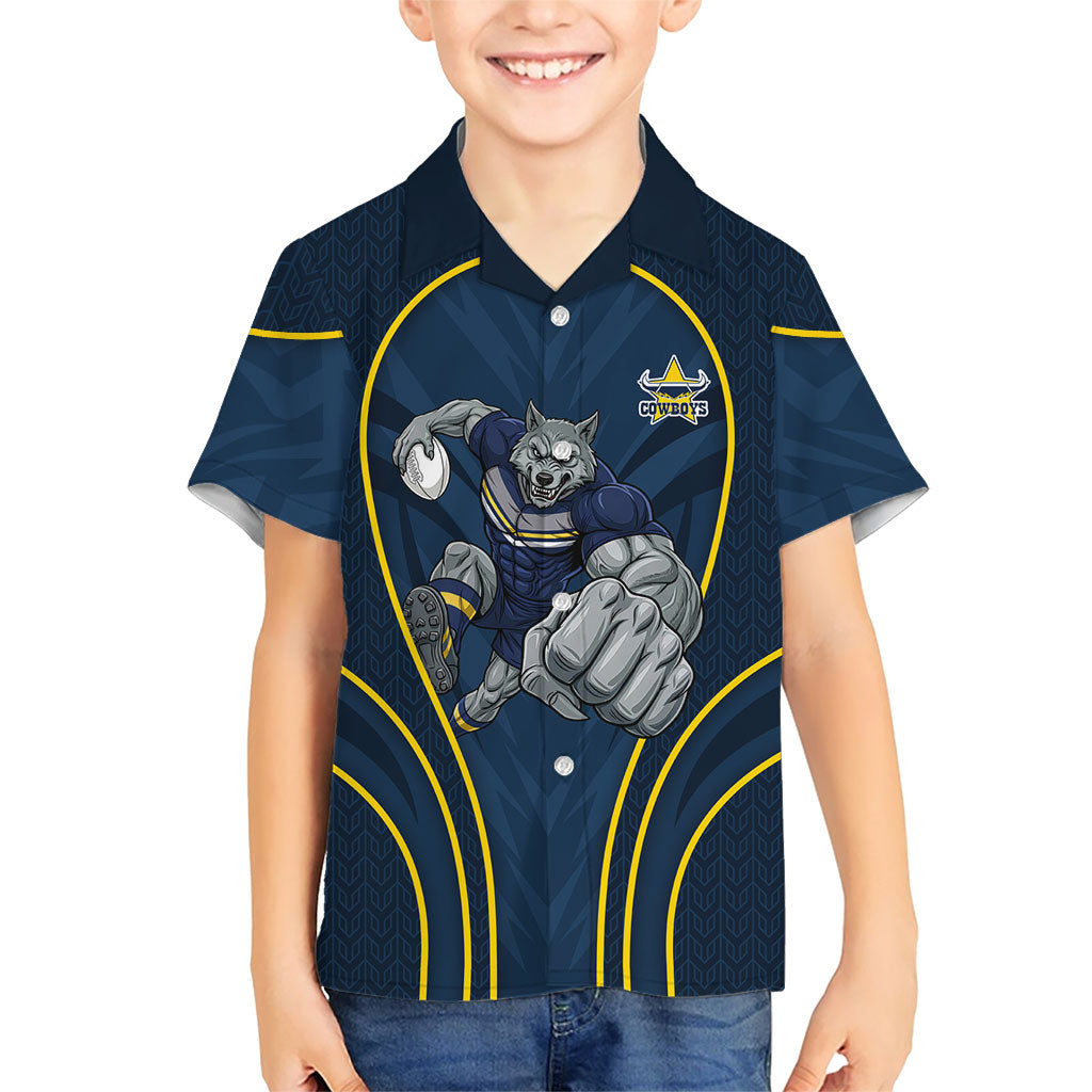North Queensland Cowboys Rugby Mascot Kid Hawaiian Shirt Australian Rugby Culture - Tribal Inspired Wolf