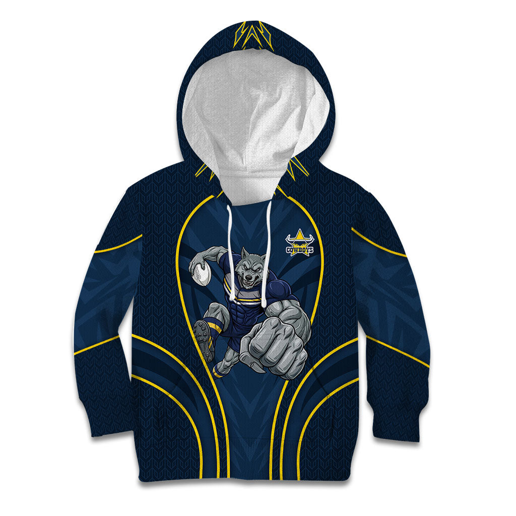 North Queensland Cowboys Rugby Mascot Kid Hoodie Australian Rugby Culture - Tribal Inspired Wolf