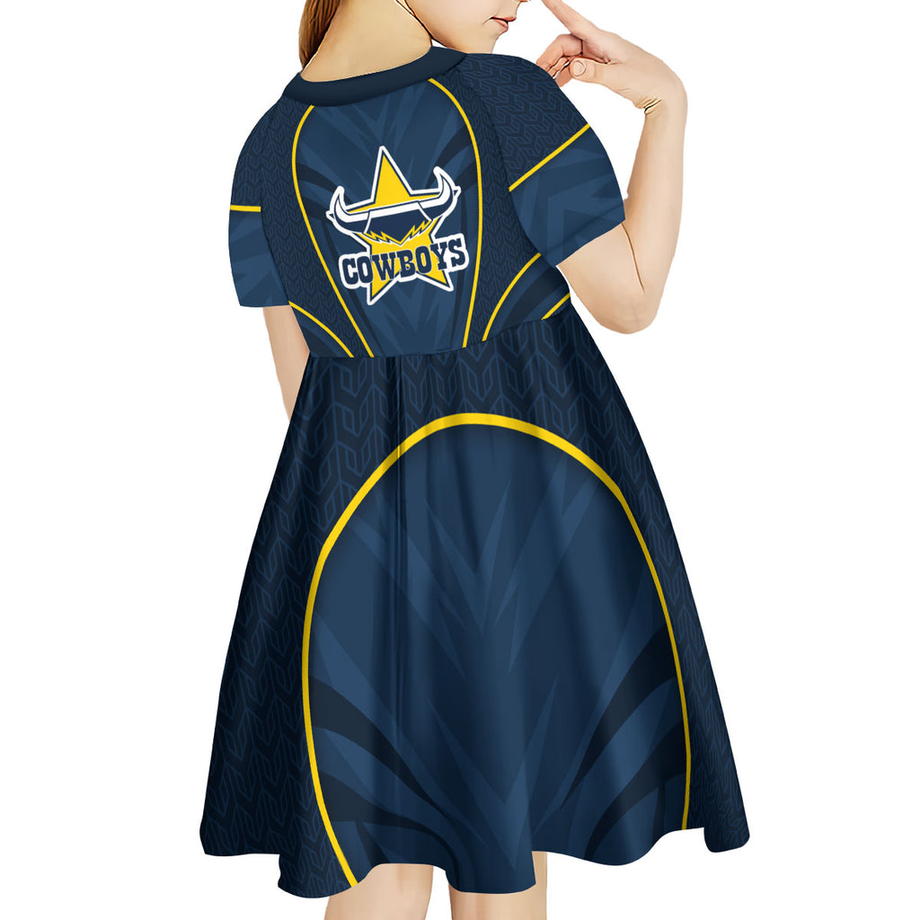 North Queensland Cowboys Rugby Mascot Kid Short Sleeve Dress Australian Rugby Culture - Tribal Inspired Wolf