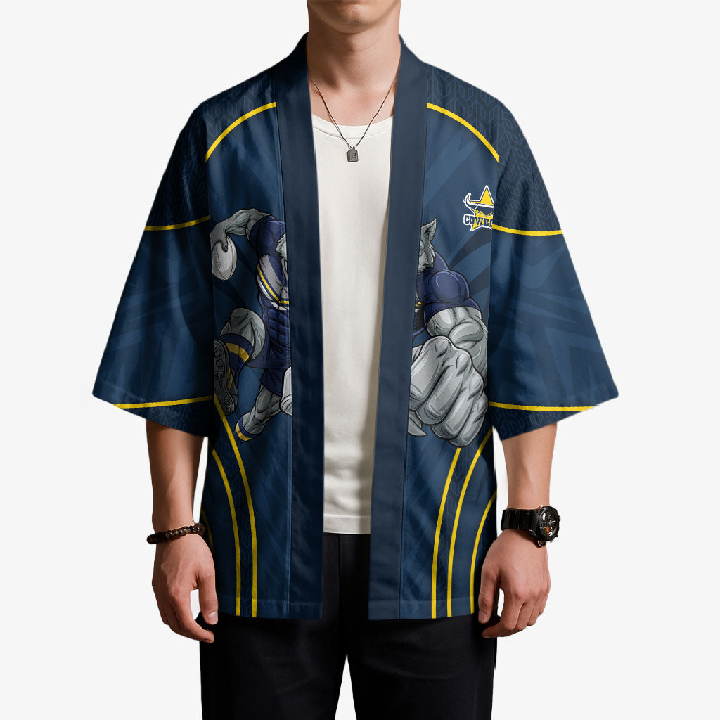 North Queensland Cowboys Rugby Mascot Kimono Australian Rugby Culture - Tribal Inspired Wolf