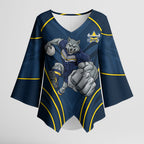 North Queensland Cowboys Rugby Mascot Kimono Sleeve Blouse Australian Rugby Culture - Tribal Inspired Wolf