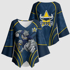 North Queensland Cowboys Rugby Mascot Kimono Sleeve Blouse Australian Rugby Culture - Tribal Inspired Wolf