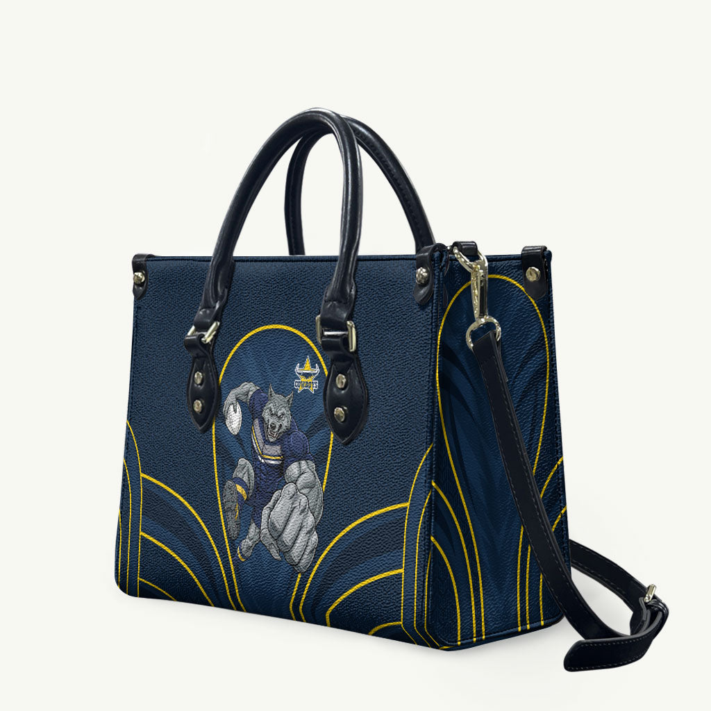 North Queensland Cowboys Rugby Mascot Leather Bag Australian Rugby Culture - Tribal Inspired Wolf