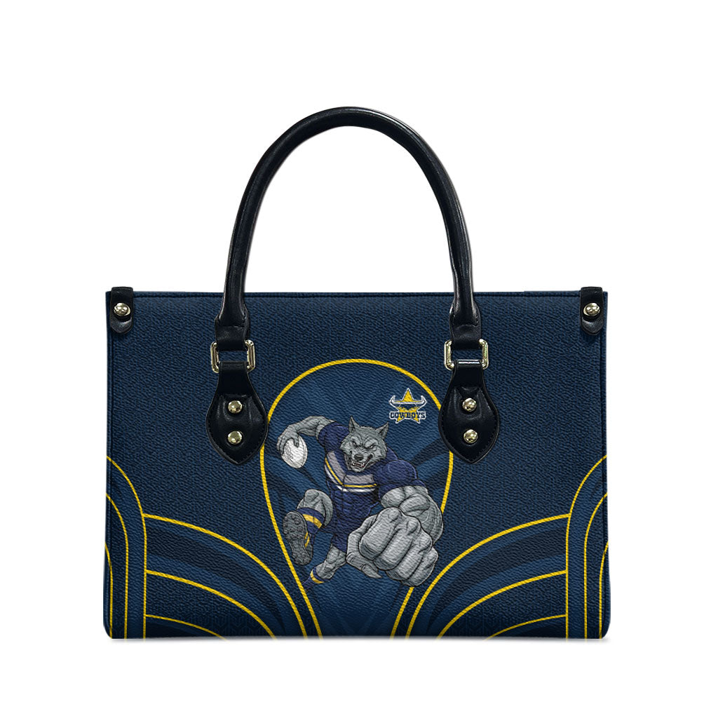 North Queensland Cowboys Rugby Mascot Leather Bag Australian Rugby Culture - Tribal Inspired Wolf