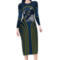 North Queensland Cowboys Rugby Mascot Long Sleeve Bodycon Dress Australian Rugby Culture - Tribal Inspired Wolf