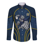 North Queensland Cowboys Rugby Mascot Long Sleeve Button Shirt Australian Rugby Culture - Tribal Inspired Wolf