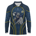 North Queensland Cowboys Rugby Mascot Long Sleeve Polo Shirt Australian Rugby Culture - Tribal Inspired Wolf
