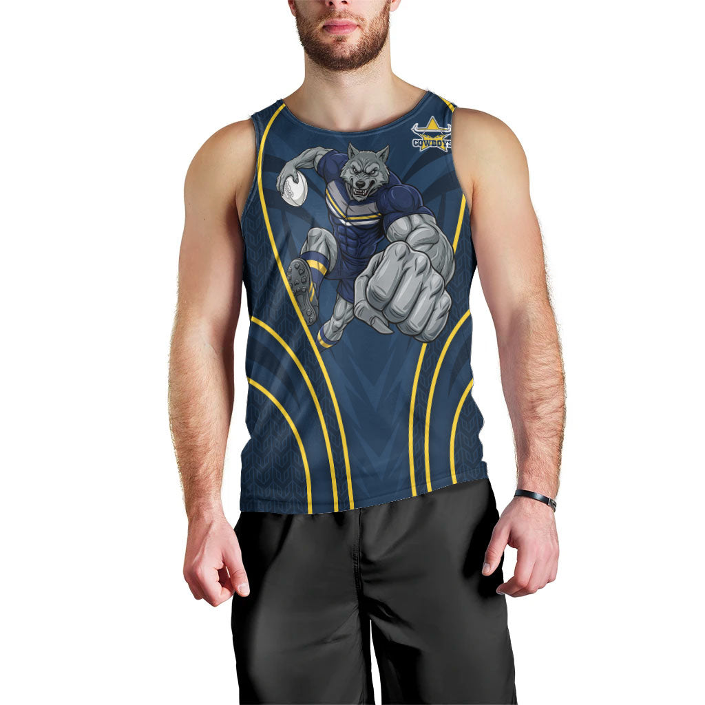 North Queensland Cowboys Rugby Mascot Men Tank Top Australian Rugby Culture - Tribal Inspired Wolf