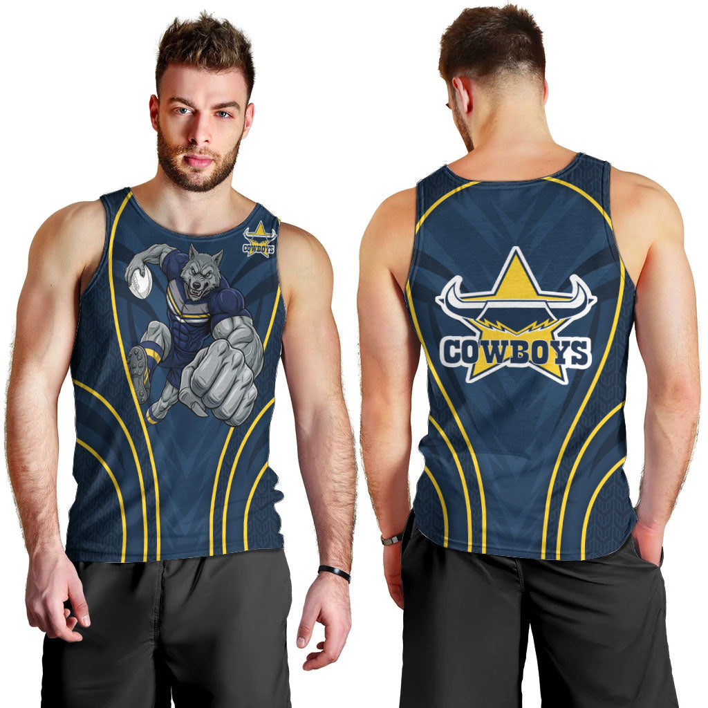 North Queensland Cowboys Rugby Mascot Men Tank Top Australian Rugby Culture - Tribal Inspired Wolf