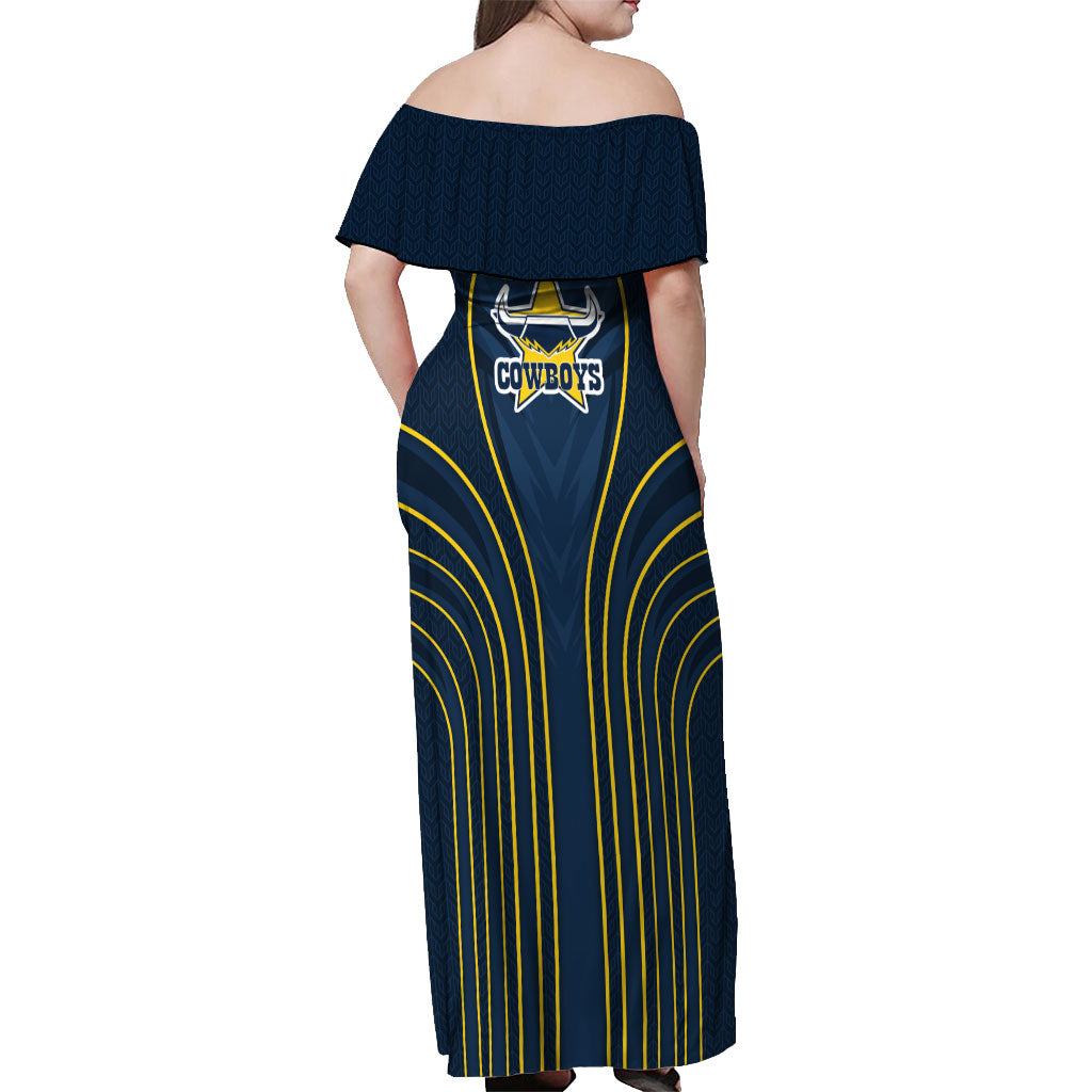 North Queensland Cowboys Rugby Mascot Off Shoulder Maxi Dress Australian Rugby Culture - Tribal Inspired Wolf