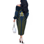 North Queensland Cowboys Rugby Mascot Off The Shoulder Long Sleeve Dress Australian Rugby Culture - Tribal Inspired Wolf