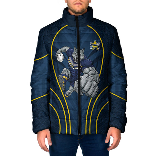 North Queensland Cowboys Rugby Mascot Padded Jacket Australian Rugby Culture - Tribal Inspired Wolf