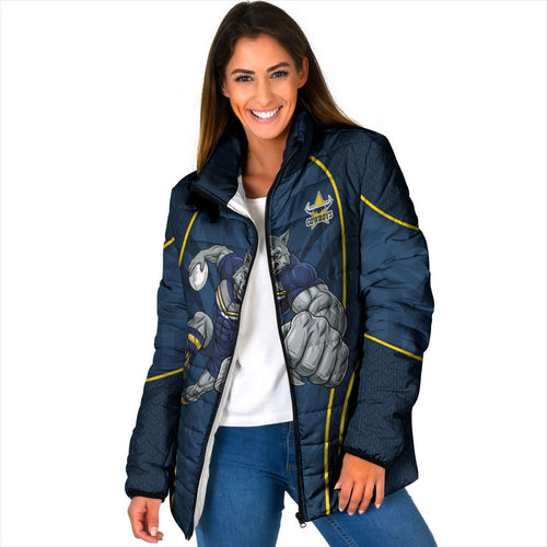 North Queensland Cowboys Rugby Mascot Padded Jacket Australian Rugby Culture - Tribal Inspired Wolf