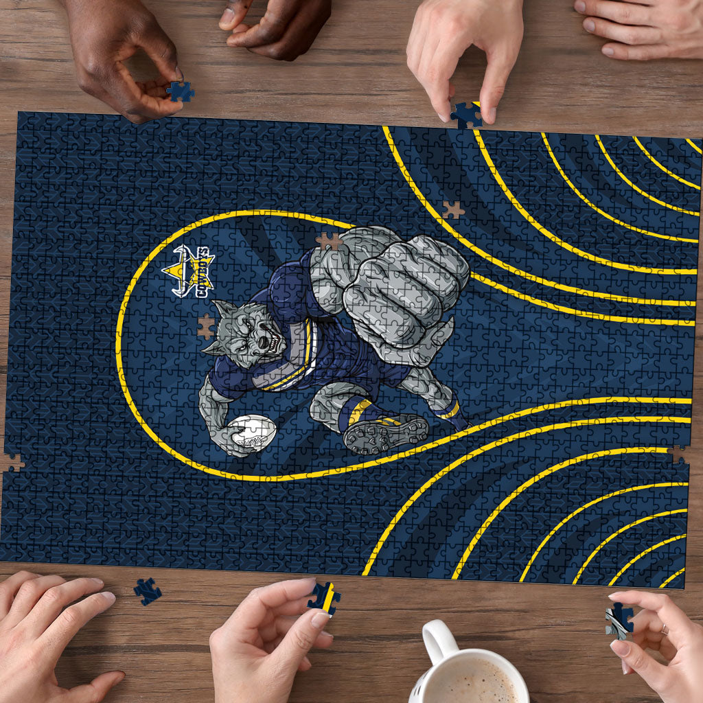 North Queensland Cowboys Rugby Mascot Puzzle Australian Rugby Culture - Tribal Inspired Wolf