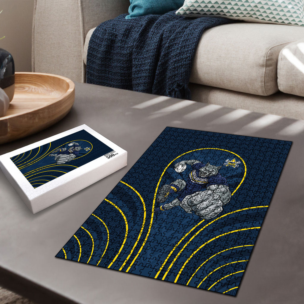 North Queensland Cowboys Rugby Mascot Puzzle Australian Rugby Culture - Tribal Inspired Wolf