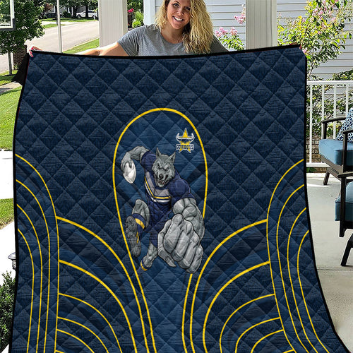North Queensland Cowboys Rugby Mascot Quilt Australian Rugby Culture - Tribal Inspired Wolf