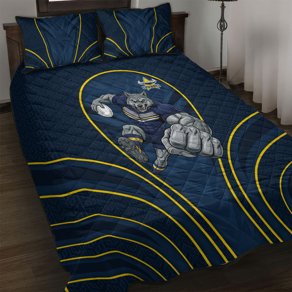 North Queensland Cowboys Rugby Mascot Quilt Bed Set Australian Rugby Culture - Tribal Inspired Wolf