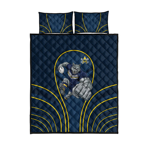 North Queensland Cowboys Rugby Mascot Quilt Bed Set Australian Rugby Culture - Tribal Inspired Wolf